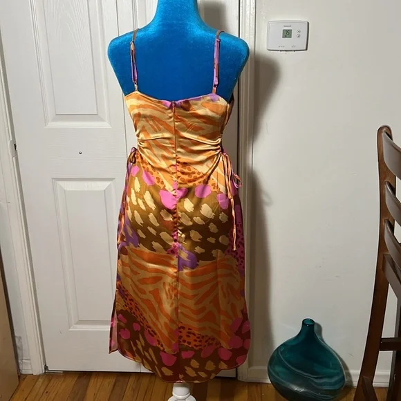 Christian Lacroix Leopard Satin Midi Dress Small